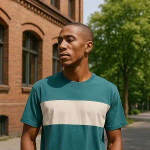 T-shirt bandes horizontales fond nature