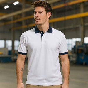 Polo bi color blanc