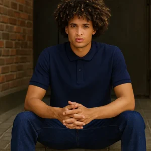 Polo coton bio marine